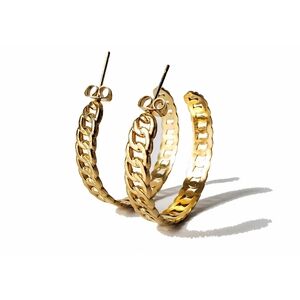 Stainless steel cuban link hoop earrings